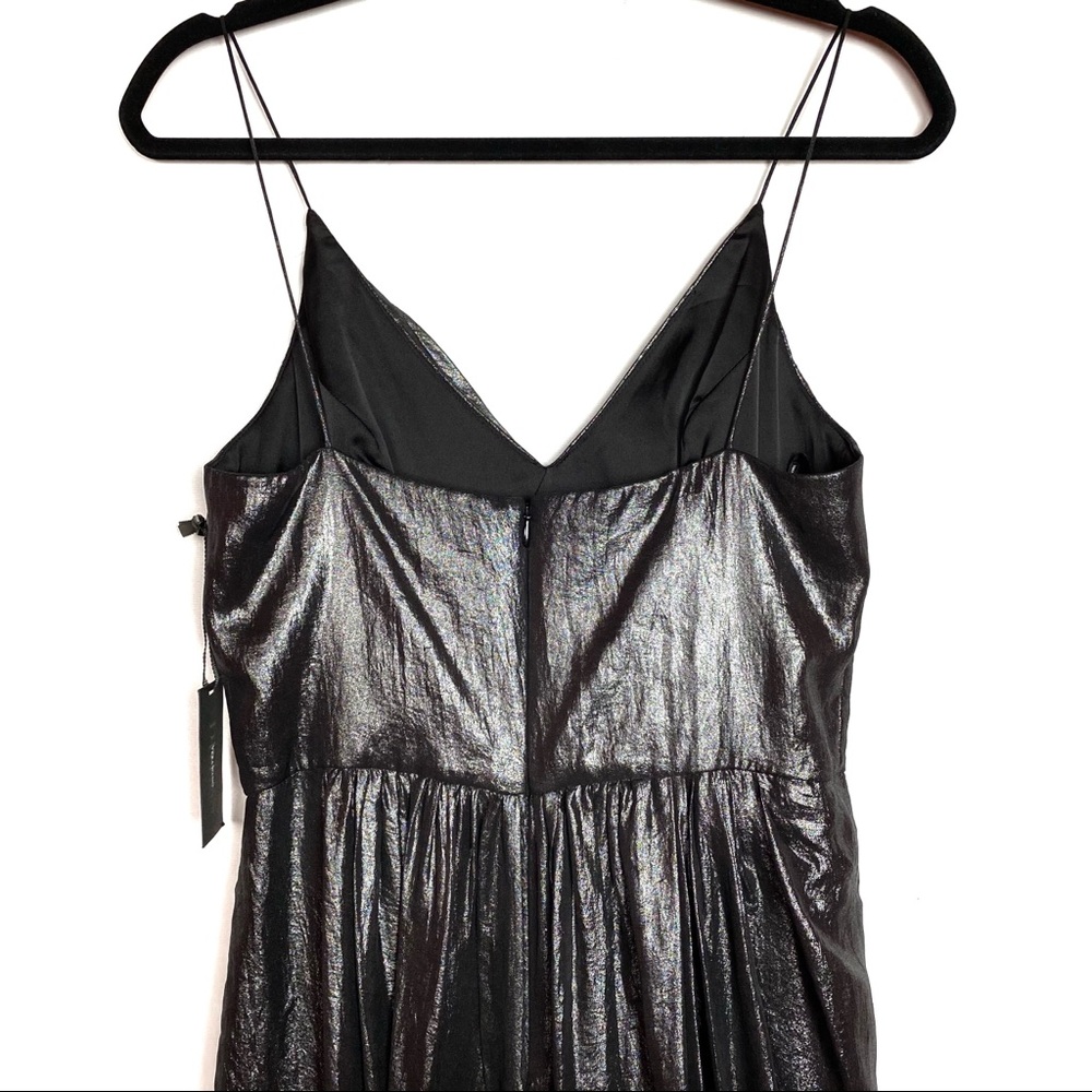 NEW Vera Wang Metallic Black Silver Evening Chiffon Dress $368 - Picture 4 of 8